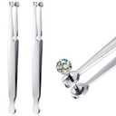 Lothee 2 Pcs Piercing Clamps Pliers Piercing Ball Grabber Tool Stainless Steel Forceps Barbell Changing Jewelry Clamp Tweezers for Tongue Rings Labret Earrings