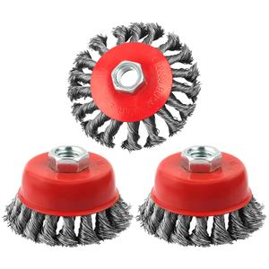 3 Pack Wire Wheel Brush for Angle Grinder, 4 Inch Angle Grinder Wire Wheel, Wire Wheels for 4 1/2 Angle Grinder -5/8 Inch Threaded Arbor ,0.02 Inch Carbon Steel Wire Brush for Angle Grinder