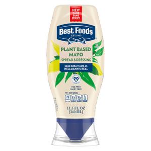 Best Foods Plant Based Dressing and Spread Vegan 1 ct for a Rich, Creamy Plant-Based Alternative to Mayo Same Great Taste, Plant Based, Free From Eggs 11.5 oz (EXP 06/01/26)