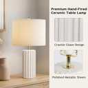 21" Modern Ceramic Table Lamp Set of 2 for Bedroom, Touch Control White Desk Lamps for Living Room, Farmhouse Bedside Lamps for Nightstand, End Table Lamps for Dorm Beige, Bulbs Not Included