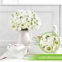 24 PCS Ranunculus Artificial Flowers, 15/10 in Fake Peonies White Faux Flower Bulk Real Touch for Wedding Engagement Centerpieces Arrangements Bridal Shower Home Decor (White)