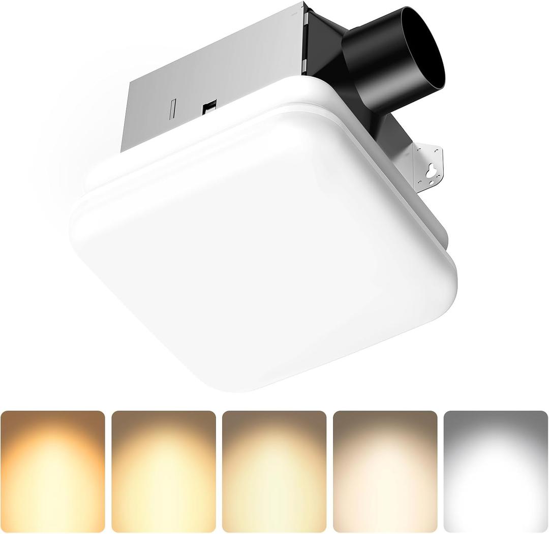 Consciot 50 CFM Bathroom Exhaust Fan with Light, 1000lm LED Light, 7.25*7.5*5 Inches