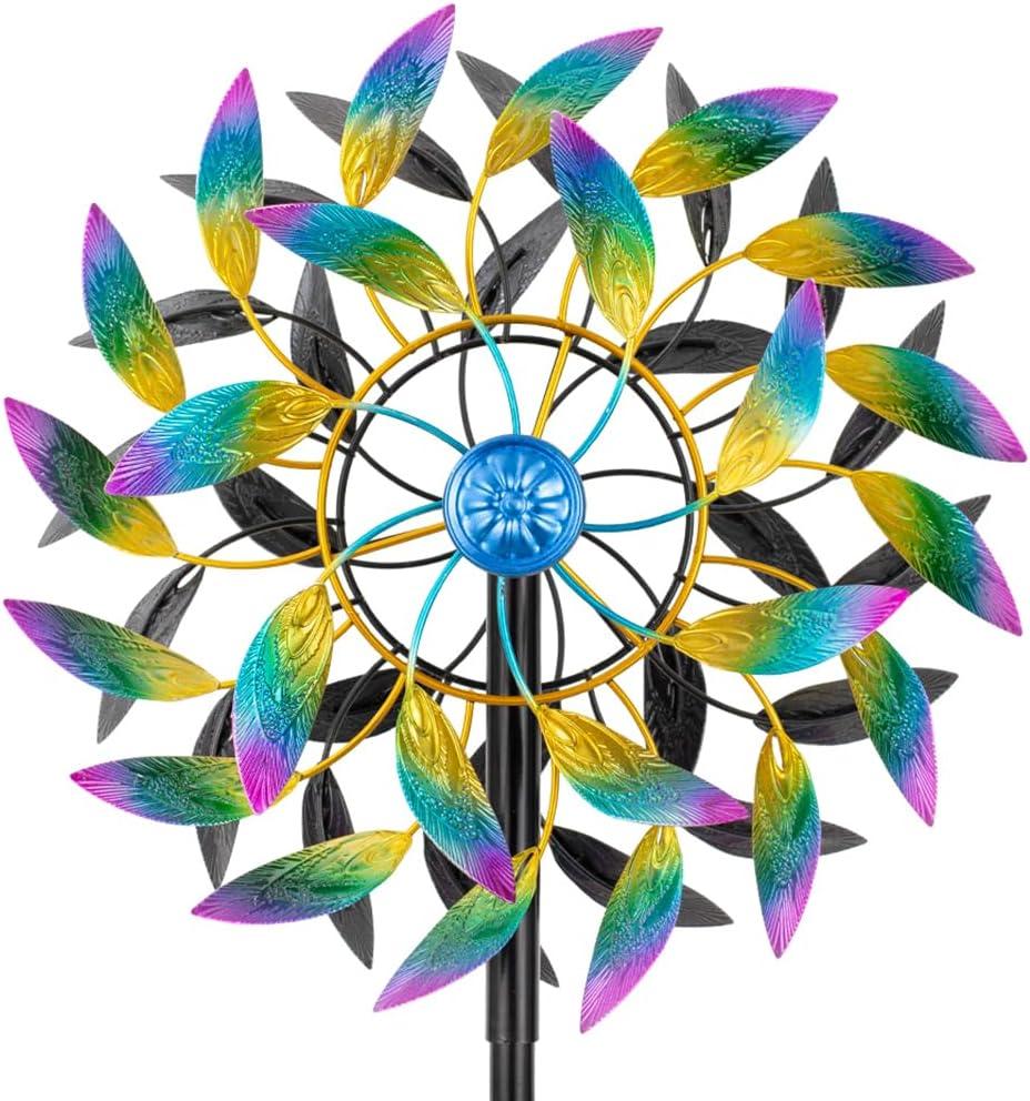 DREAMSOUL 360 Wind Spinners Outdoor with Metal Stake, Kinetic Two-Way Wind Spinners for Yard and Garden Decor (63 * 13 Inches)