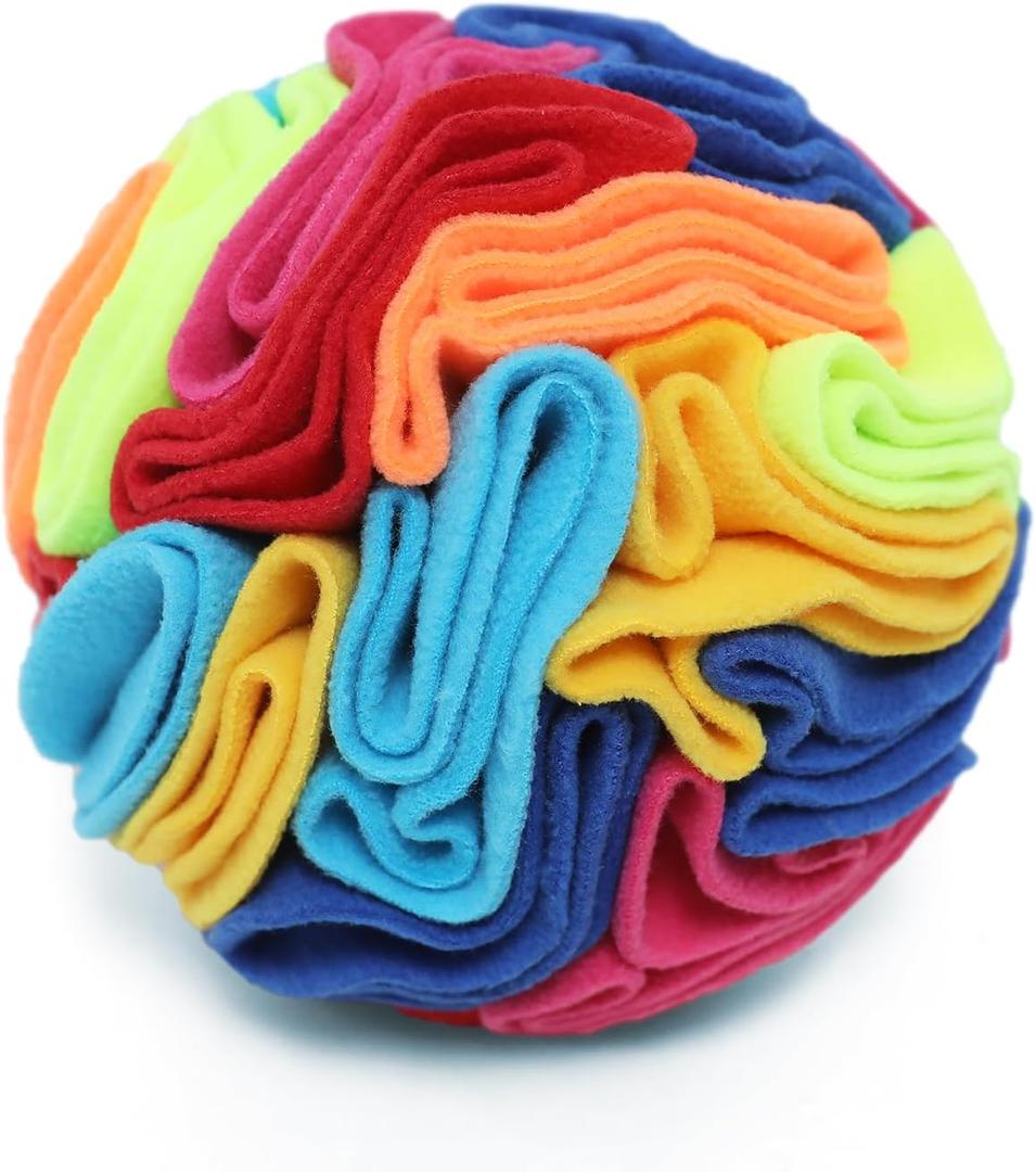 Snuffle Ball - Snuffle Ball for Small Dogs, Interactive Dog Toys to Keep Them Busy, Puppy Dog Puzzle Toy with Storage Bag Machine Washable (Rainbow-colored)