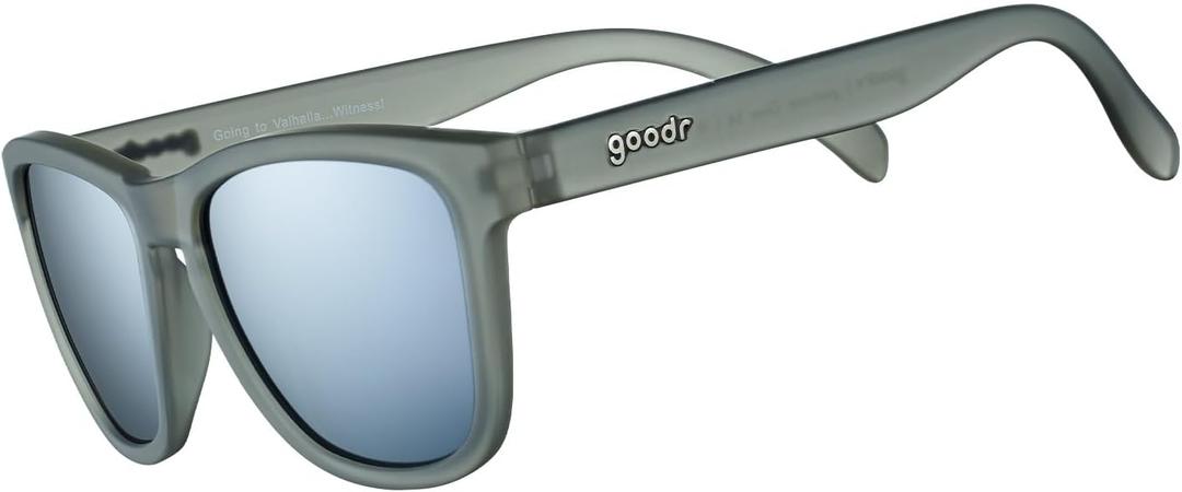 Goodr Going to Valhalla Witness! Polarized Sunglasses for Men & Women, Medium Sized (OG), Dark Gray Translucent Frames with Chrome Mirrored Reflective Lenses, UV400 Protection, No Slip