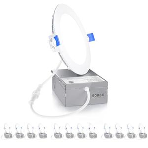 Ensenior 5 Pack 4 Inch LED Recessed Ceiling Light, Dimmable, 5000K Daylight, 750LM 9W 120V, High Brightness Canless Wafer Downlight - ETL&FCC&IC
