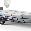 1200D 5-Layer Jon Boat Cover 14-16ft with Motor Cover | Super Waterproof (2-Layer PU, 1" Seam Tape) | UV Resistant, 9+4 Windproof Straps | Mooring/Trailerable