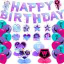Hunter of Demon Birthday Decoration ,Kpop Hunter Party Supplies Include Banner, Swirls, Table Centerpieces,Latex Balloons for Fans Party Supplies