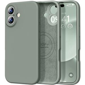 Vooii Magnetic for iPhone 17 Case, Compatible with Magsafe (Premium Liquid Silicone) (Integrated Camera Control Button) Full Body Protective Anti-Scratch Microfiber Lining 6.3", Calke Green