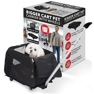Dbest Products Rolling Pet Carrier with Wheels Airline Approved - TSA Dog Cat Carrier for Airplane Travel - Wheeled Pet Carrier 18x12x20 for Pets up to 24lbs - Collapsible Travel Bag (Black)