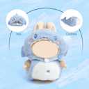17cm Doll Clothes(No Doll) Furry 2-Piece Clothes Set Stylish Dolls Shark Clothes Blue Accessories Cute Outfits (Blue Shark Suit, 17cm)