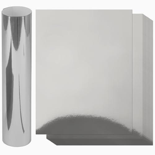 8.5 x 11 Silver Cardstock Paper, Goefun 60 Sheets Metallic Reflective Cardstock Foil Paper for Crafting Scrapbooks Greeting Cards and Invitations（250 gsm）