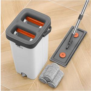 MOPALL Mop and Bucket with Wringer Set for Home, Hands-Free Flat Mop and Bucket Set for Floor Cleaning and Window Wall Cleaner, Wet and Dry Mop with 61" Long Handle and 3 Microfiber Pads