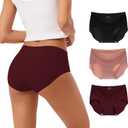 INNERSY Women's Seamless No Show Hipster Panties Invisible Light Underwear 3-Pack (Red Wine, Small)