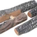 Skyflame Small Gas Fireplace Logs - 4 Pcs Ceramic Wood Logs and Accessories for All Types of Indoor Gas Inserts, Ventless, Propane, Gel, Ethanol, Electric or Outdoor Fireplaces & Fire Pits