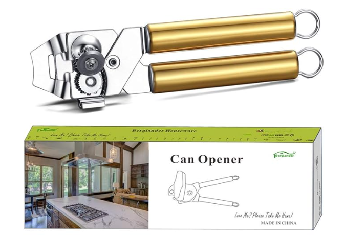 Berglander Can Opener, Stainless Steel Gold Handle Can Opener, Titainium Golden Plating Handle Can Opener Hand Held, Smooth Edge Manual Can Opener, Heavy Duty (Gold)
Visit the Berglander Store