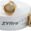 ZYfire Fire Hose - 2-1/2" ID x 25 FT Single Jacket TPU Firefighter Hose with NPSH Brass Couplings 750 PSI Burst Pressure Lightweight for Use in Firefighting