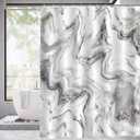 MitoVilla Grey Marble Shower Curtain Set, Abstract Modern Shower Curtain for Bathroom Decor, Luxury Standard Shower Curtain for Bathtub, Waterproof Washable Fabric Shower Curtain, 72 x 72