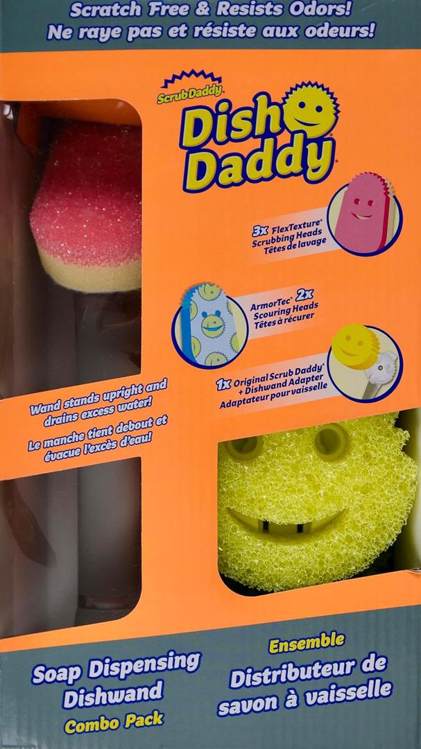 Scrub Daddy Dish Daddy Soap Dispensing Dish Wand Sponge, Combo Pack