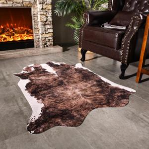 Easycozy Faux Cowhide Large Cow Print 3 x 4 Feet Thickened Elastic Rug for Bedroom, Living Room, Home Office, Western Decor (Black White)
