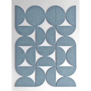 Half-Circle Felt Board Tiles, 12 Packs - Self Adhesive Wall Art & Acoustic Panels | Abstract Wall Decor for Home Office | Modern Pinboard - Gray Blue