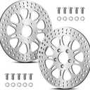 2 * 11.8'' Front Brake Rotors Compatible with Harley Rotor Road Glide,Road King, Electra Glide,Street Glide,Tri Glide,Dyna,Fat Bob,Low Rider s,V-Rod,Brushed Finish Stainless