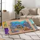 Becko US 1500-Pc Tilting Puzzle Board with 4 Colorful Drawers & Cover, Adjustable Jigsaw Puzzle Table with Built-in Easel/Stand, Portable Tables with Storage for Adults, with Premium Flannel Tabletop