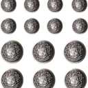 14 PCS Antique Silver Blazer Buttons Set 20mm (4/5 inch) 15mm (3/5 inch) for Blazers, Suits, Sport Coat, Uniform, Jackets (MB20320)