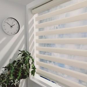 ShadesU Cordless Zebra Blinds – Light Filtering Dual-Layer Window Shades for Privacy (Ivory Color) (Maximum Height 72") (Width 47")