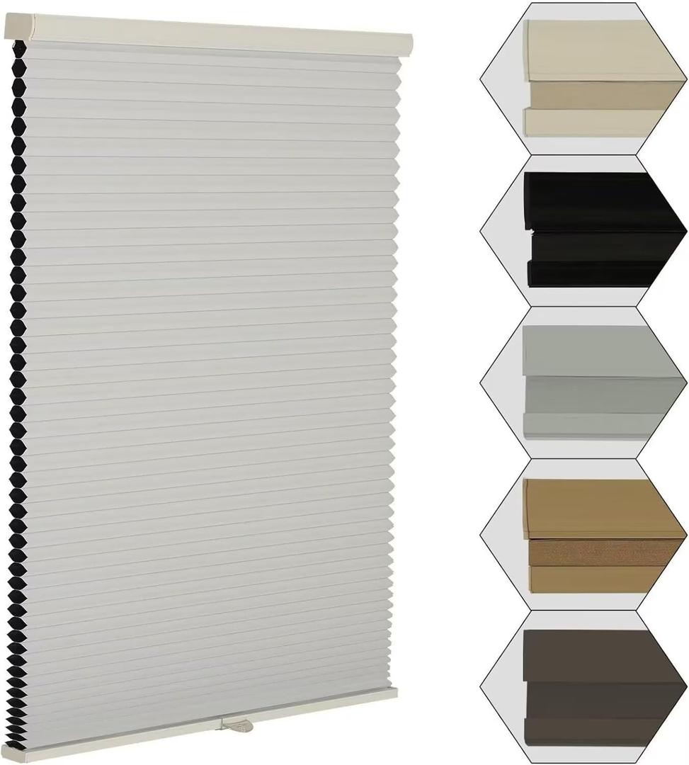 MYshade Cordless Blackout Window Blinds & Shades Pull Down Room Darkening Window Shades Light Blocking Honeycomb Cellular Shade for Indoor Windows Easy to Install 58 inch Wide, H72 White Blinds