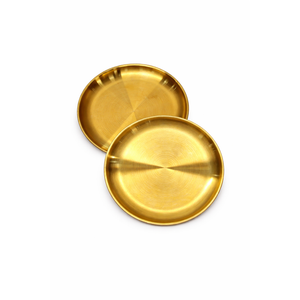 Serving Trays 7.9in Stainless Steel Decorative Tray Round Gold Tray for Kitchen Wedding Party Coffee Table Dishwasher Safe,9 pcs