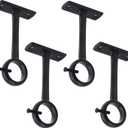 Ceiling-Mount Curtain Rod Brackets, Heavy Duty Ceiling and Wall Curtain Rod Holder for 1 Inch Drape Pole (Black (Set of 4))