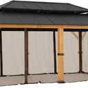 Sunjoy Replacement Mosquito Netting Panels, Waterproof 6- Panels Screen Walls for 12 x 20 ft Outdoor Gazebo, Patio & Backyard Protection, Brown