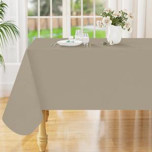 Smiry Rectangle Table Cloth 60x102 Inch, Waterproof Wipeable Vinyl Tablecloths Protector, Oil Spill Proof Plastic Table Cover for Dining, Picnic, Camping, Outdoor, Taupe