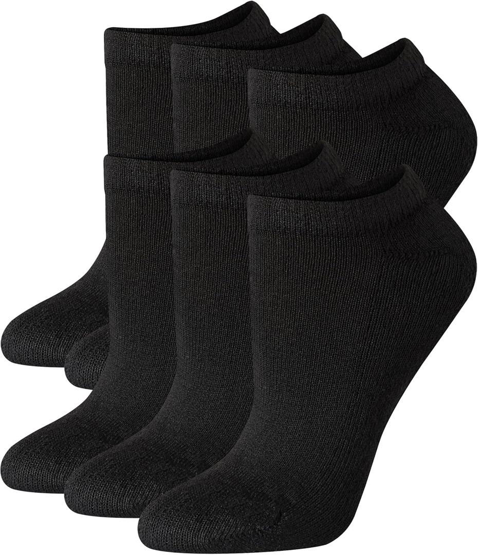 Hanes Women's Plush Comfort Toe Seam No Show Socks, 6-Pair Pack (Black)