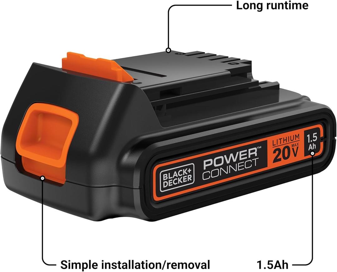 BLACK+DECKER 20V MAX Battery, 1.5Ah Lithium Ion Battery, Extended Runtime, Compatible with Tools, Outdoor Equipment and 20V Vacuums (LBXR20)