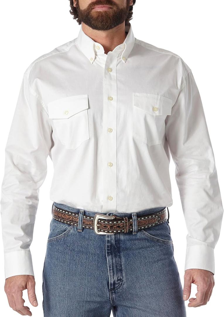 WranglermensPainted Desert Two Pocket Long Sleeve Button Shirt (2X Tall, White)