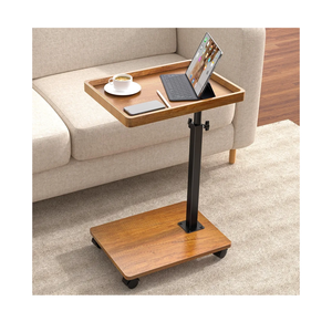 TV Tray Table for Couch  Adjustable Height & 360°Swivel Panel Design，Larger Metal and Wooden Base to Prevent Slipping，Sofa Armrest Tray Table for Eating Laptop Couch Bed Dinner or Small Space