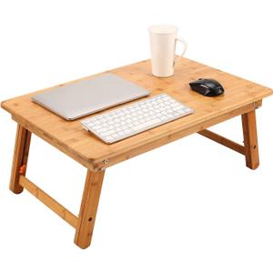 Large Size Laptop Tray Desk Nnewvante 25.6x17.7in Bamboo Floor Desk Low Table Bed Tray Table,Foldable Adjustable Study Writing Gaming Breakfast Serving Floor Table Support 18in Laptop w' 4 Leg Lock