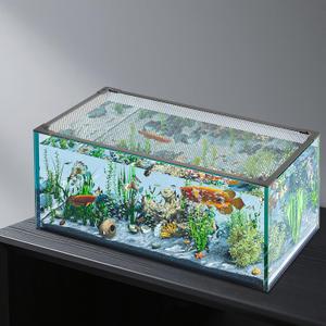 Fish Tank Lid Magnetic Aquarium Lid DIY Size Fish Tank Cover Anti-Jumping Net Soft and Strong Mesh Protect Fish Jumping Out Easy Installation Washable (Gray, 24''x12'' Fit for 10 Gallon)