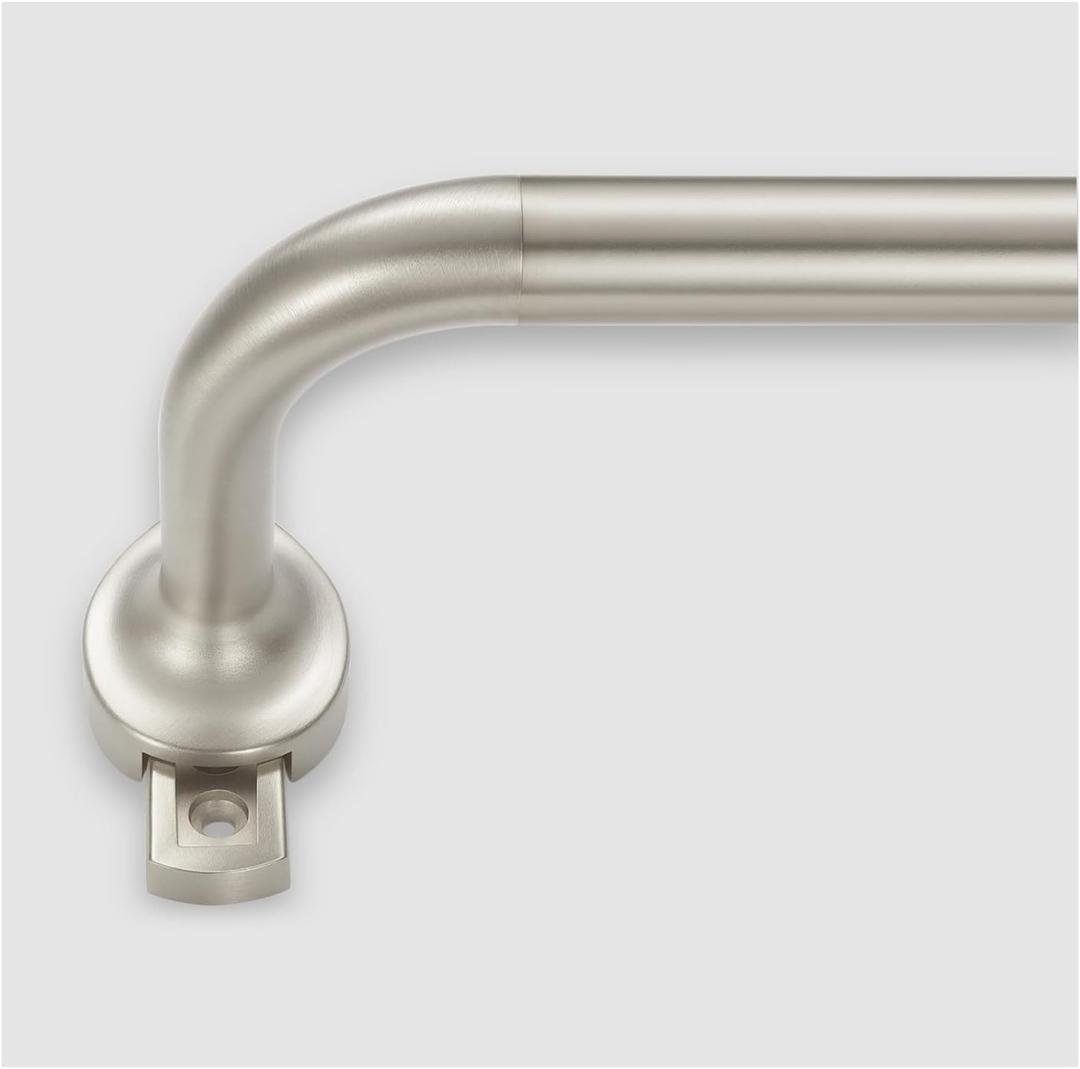 Room Darkening Rods, Single Window Rods 28-86 Inch(2.33-7.17ft) Telescoping Wrap Around Curtain Rod Splicing Structure With Hidden Base Bracket, Matte Nickel