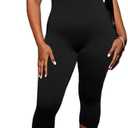 Women Sexy Deep V Neck Sleeveless Backless Bodycon Capri Jumpsuit Halter Party Club Rompers One Piece Outfits (Black, XS)