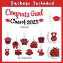 Red Graduation Banner & 9Pcs Hanging Swirls for Class of 2025 Graduation Party Supplies