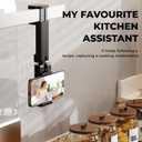 Airplane Phone Holder, Dual 360 Rotation Plane Phone Holder Travel Essentials for Long Flight, Desk, Tray, Compact Cell Phone Mount w/ Durable Automatic Spring Clamp, Phone Gadget for Long Trip, Gym (Black -1 Pack)