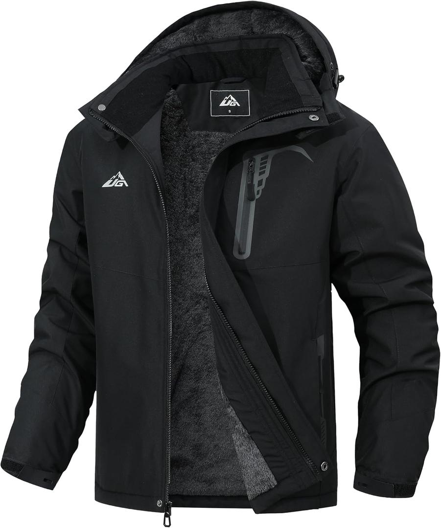 Men's Waterproof Ski Jacket Warm Snow Coat, with Adjustable Hooded for Skiing & Outdoor Adventure (XX-Large, Black)