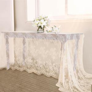 B-COOL 10 Pack Ivory Lace Tablecloth 60x120 Inch Vintage Chic Rectangle Tablecloth Table Decorations Lace Fabric Baby Shower Decor