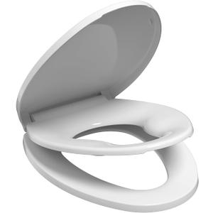 Elongated Toilet Seat with Built-in Toddler Seat, Soft Close Kids Toilet Seat Attachment, Ideal for Potty Training