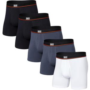 SAXX Underwear Co. Men's Non-Stop Stretch Cotton Boxer Brief Fly 5-Pack (White, S)