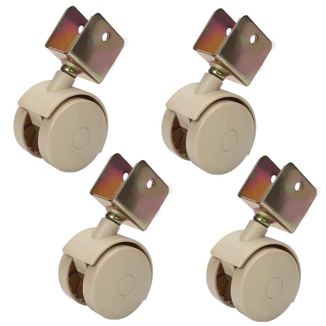 Bettomshin 4Pcs 1-4/5"(47mm) Swivel Caster Wheel, Brake Caster with 13/16"(21mm) U Bracket, Load Capacity 110 Lbs, Crib Caster for Cabinet, Bookcase, Computer Desk