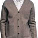 New Sweater V-Neck Solid Color Cardigan Sweater Men's Lazy Style Jacket Clip (Gray, XL)
